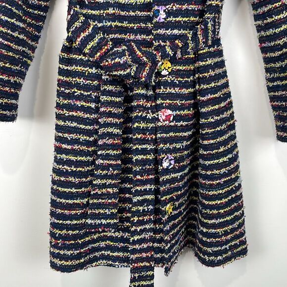 CAbi Coat Headline Topper Belted Women’s 10 Multi-Stripe Lined Thigh Length - Picture 4 of 11